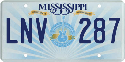 MS license plate LNV287