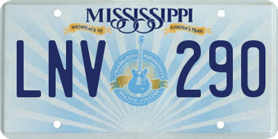 MS license plate LNV290
