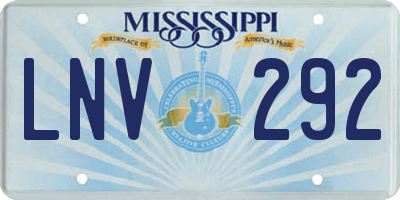 MS license plate LNV292