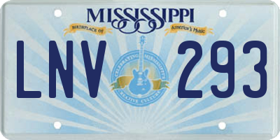 MS license plate LNV293