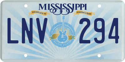 MS license plate LNV294