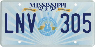 MS license plate LNV305