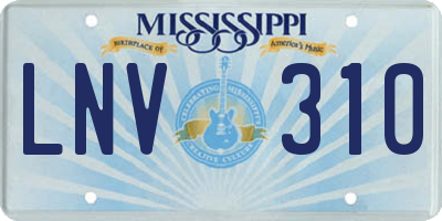 MS license plate LNV310