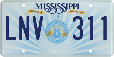 MS license plate LNV311