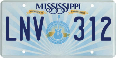 MS license plate LNV312