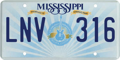 MS license plate LNV316