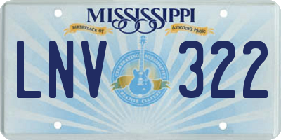 MS license plate LNV322
