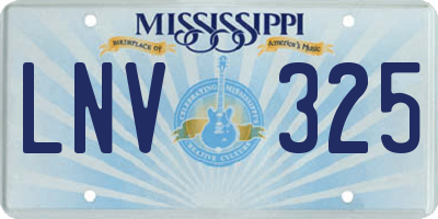 MS license plate LNV325