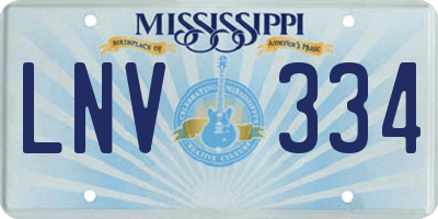 MS license plate LNV334