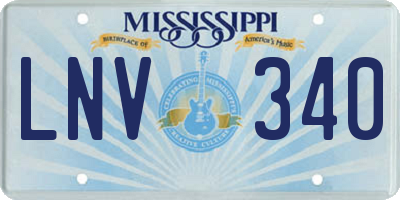 MS license plate LNV340