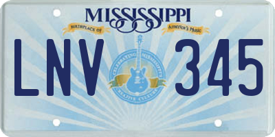 MS license plate LNV345