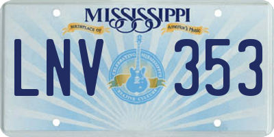 MS license plate LNV353