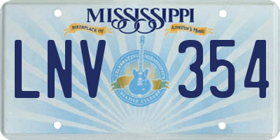 MS license plate LNV354