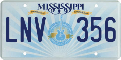 MS license plate LNV356