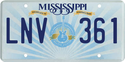 MS license plate LNV361