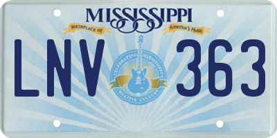 MS license plate LNV363
