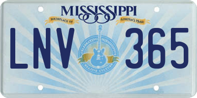 MS license plate LNV365