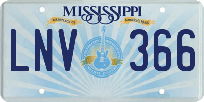 MS license plate LNV366