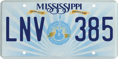 MS license plate LNV385