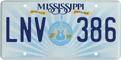 MS license plate LNV386