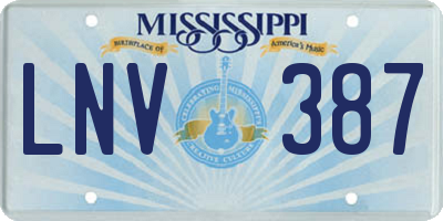 MS license plate LNV387