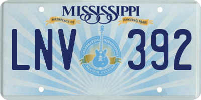 MS license plate LNV392