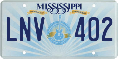MS license plate LNV402