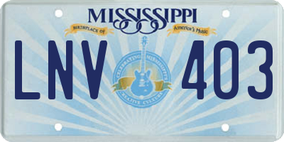 MS license plate LNV403