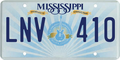 MS license plate LNV410