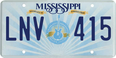 MS license plate LNV415