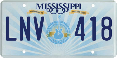 MS license plate LNV418