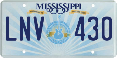 MS license plate LNV430