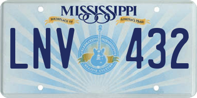 MS license plate LNV432