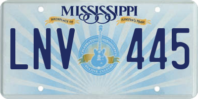 MS license plate LNV445