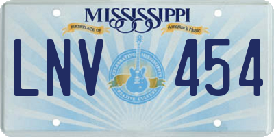 MS license plate LNV454