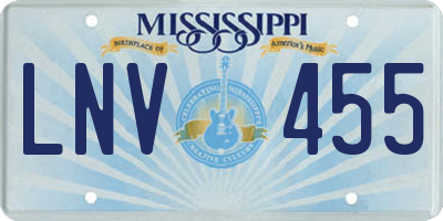 MS license plate LNV455