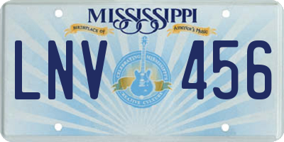 MS license plate LNV456