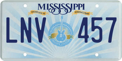 MS license plate LNV457