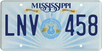MS license plate LNV458