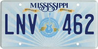 MS license plate LNV462