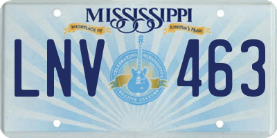 MS license plate LNV463