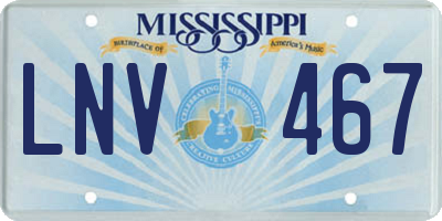 MS license plate LNV467
