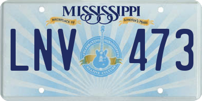 MS license plate LNV473