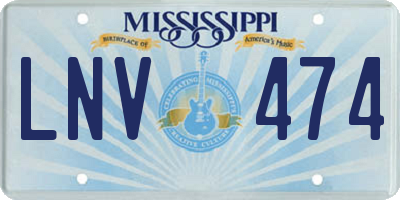 MS license plate LNV474