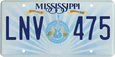 MS license plate LNV475