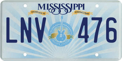MS license plate LNV476