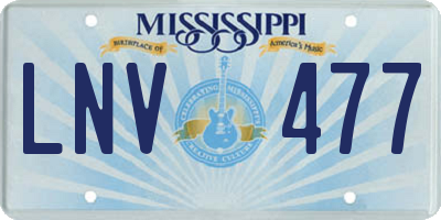 MS license plate LNV477