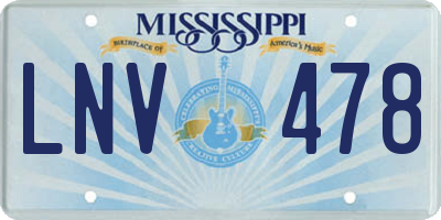 MS license plate LNV478