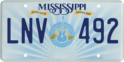 MS license plate LNV492