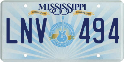 MS license plate LNV494